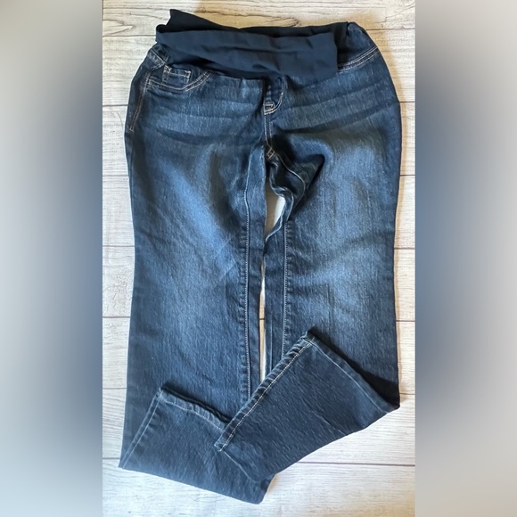 Indigo Blue Maternity Jeans Pull-On Dark Wash Bootcut Size Small - Picture 1 of 5